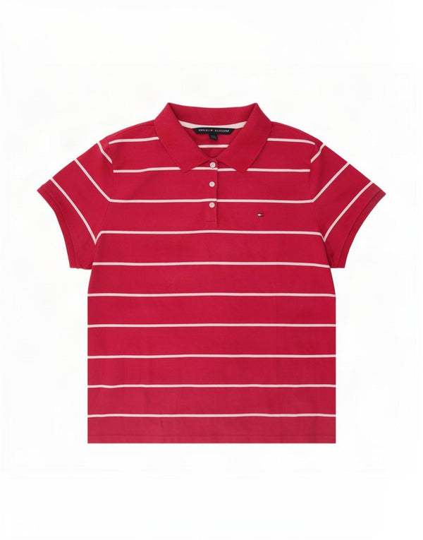 Женская рубашка-поло Tommy Hilfiger UK 20 2XL, хлопок в красную полоску