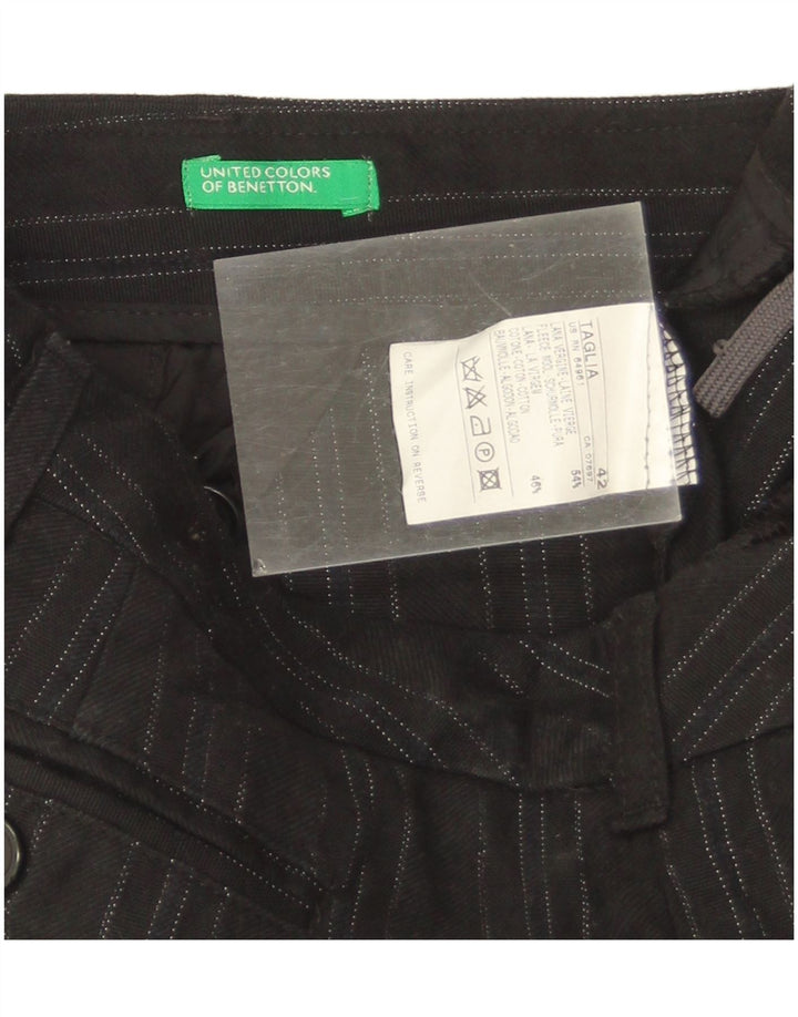 Женская мини-юбка Benetton IT 42 Medium W32 Черная полоска из натуральной шерсти