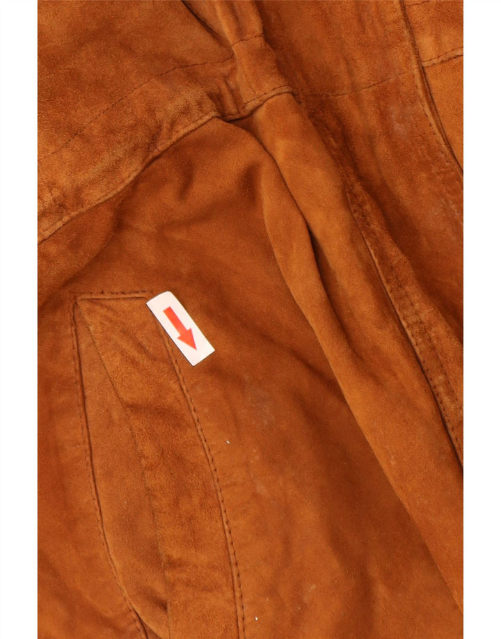 Винтажное женское замшевое пальто UK 16, большое коричневое