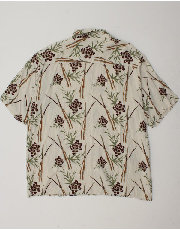 PURITAN Мужская рубашка с коротким рукавом XL, белая вискоза с цветочным принтом