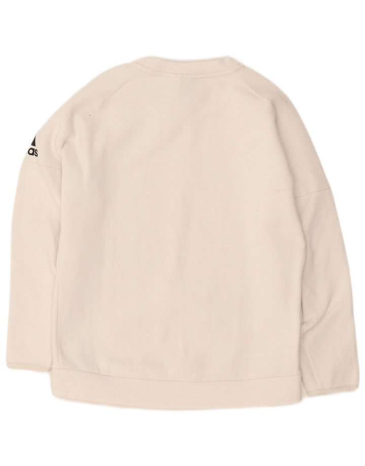 Женский свитер с рисунком Adidas UK 12/14, средний белый хлопок, толстовка