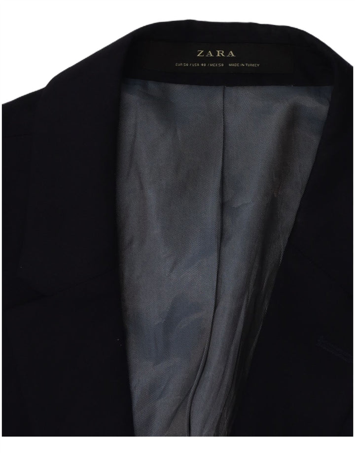 Мужской пиджак Zara на 2 пуговицах EU 50, средний темно-синий