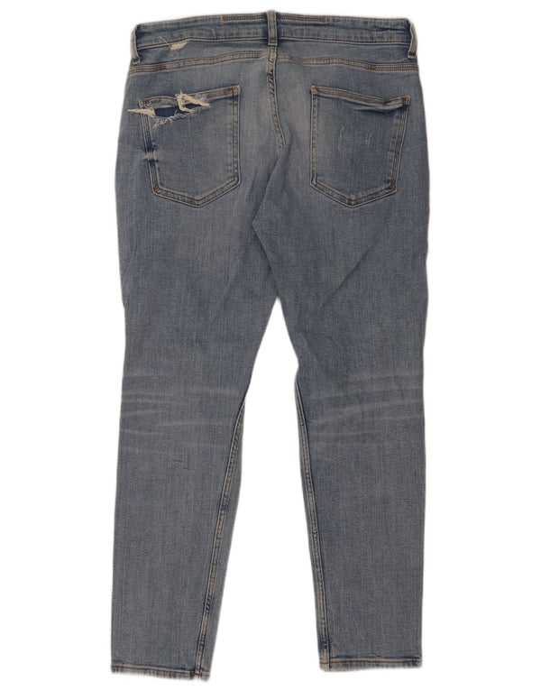 Мужские потертые узкие джинсы Zara EU 42, большие W32 L29, синие, хлопок