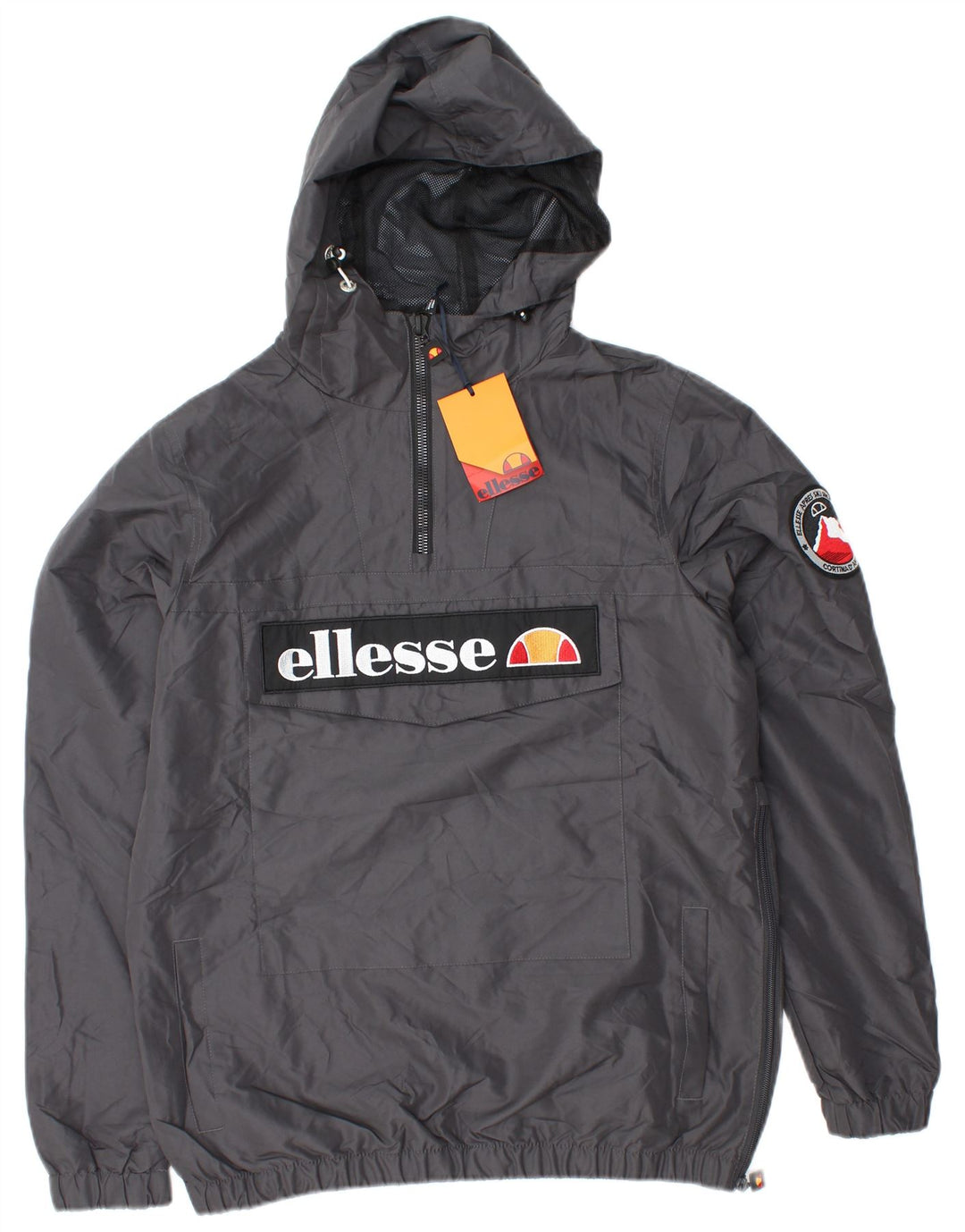 ELLESSE Мужской пуловер от дождя с капюшоном UK 36 Маленький Серый