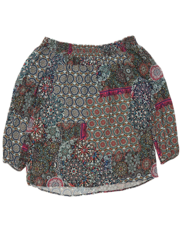 Женский топ с открытыми плечами с рукавом 3/4 Desigual UK 6 XS, разноцветный цветочный принт