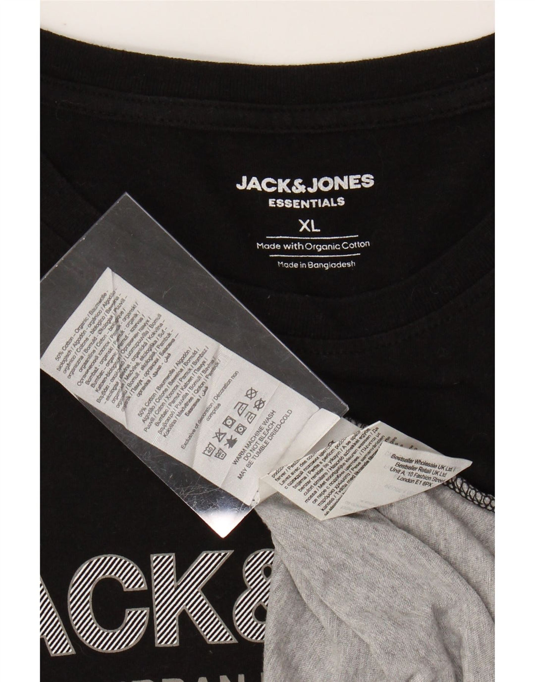 Мужская футболка с рисунком JACK & JONES, XL, черный, хлопок с цветными блоками