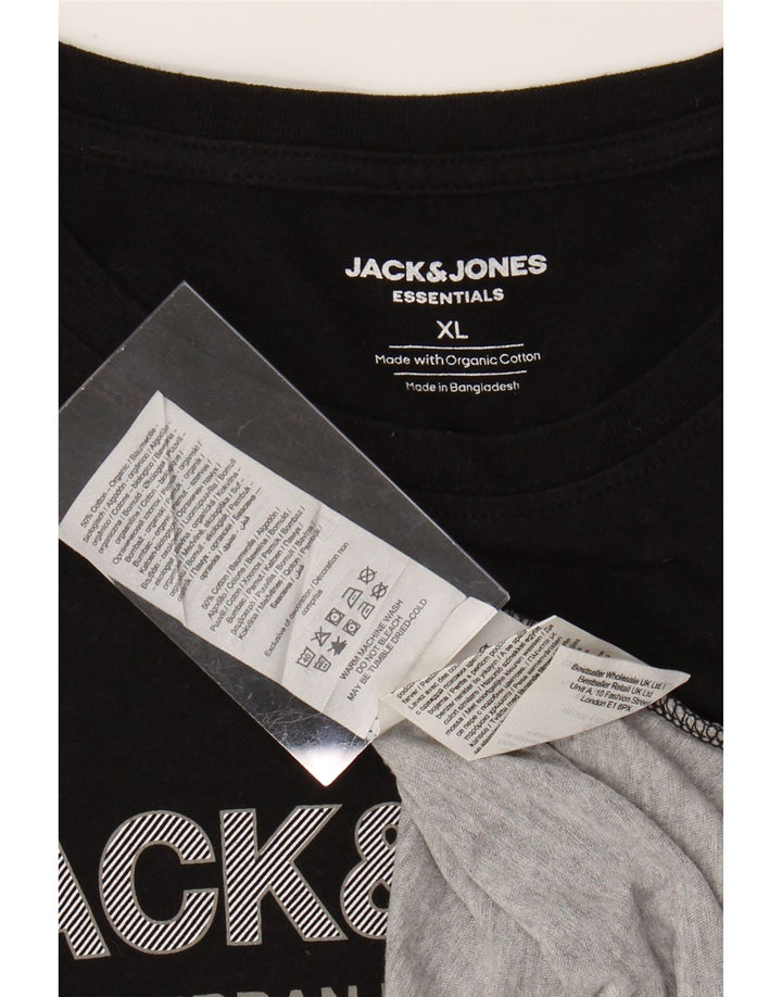 Мужская футболка с рисунком JACK & JONES, XL, черный, хлопок с цветными блоками