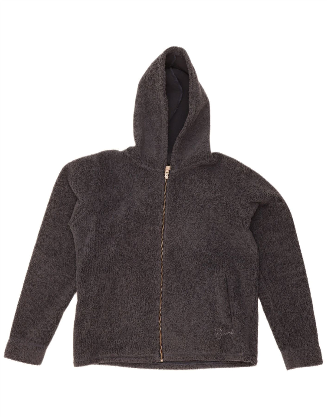 ANIMAL Womens Hooded Fleece Jacket UK 14 Large Grey Polyester