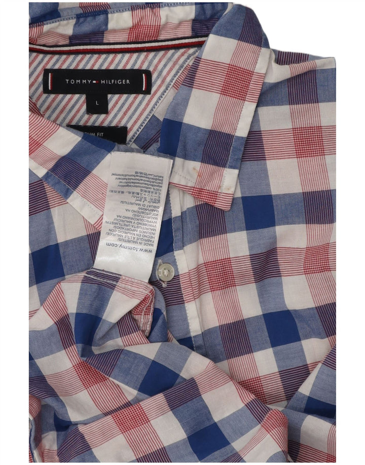 Мужская рубашка узкого кроя Tommy Hilfiger, большой размер, разноцветная клетка, хлопок