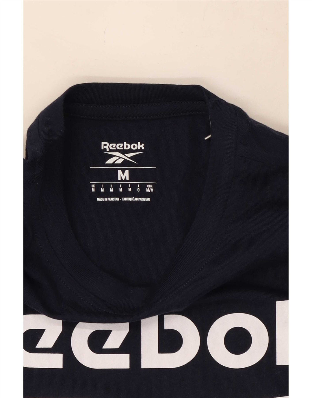 Мужская футболка Reebok с рисунком, темно-синий, хлопковый топ среднего размера