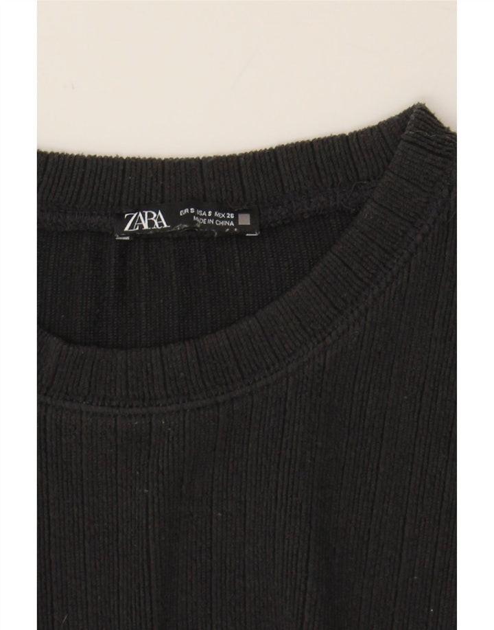 ZARA Womens Long Sleeve Blouse Top UK 10 Small Black Polyester Vintage Zara and Second-Hand Zara from Messina Hembry 