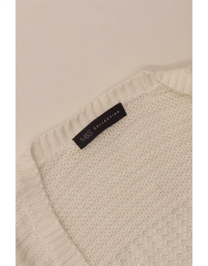 Женский открытый кардиган Marks & Spencer UK 8, маленький белый