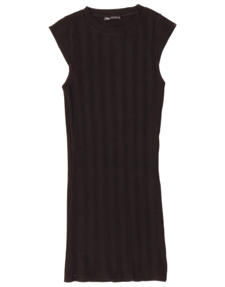 Женское платье прямого кроя Zara UK 8, маленькое черное, хлопок
