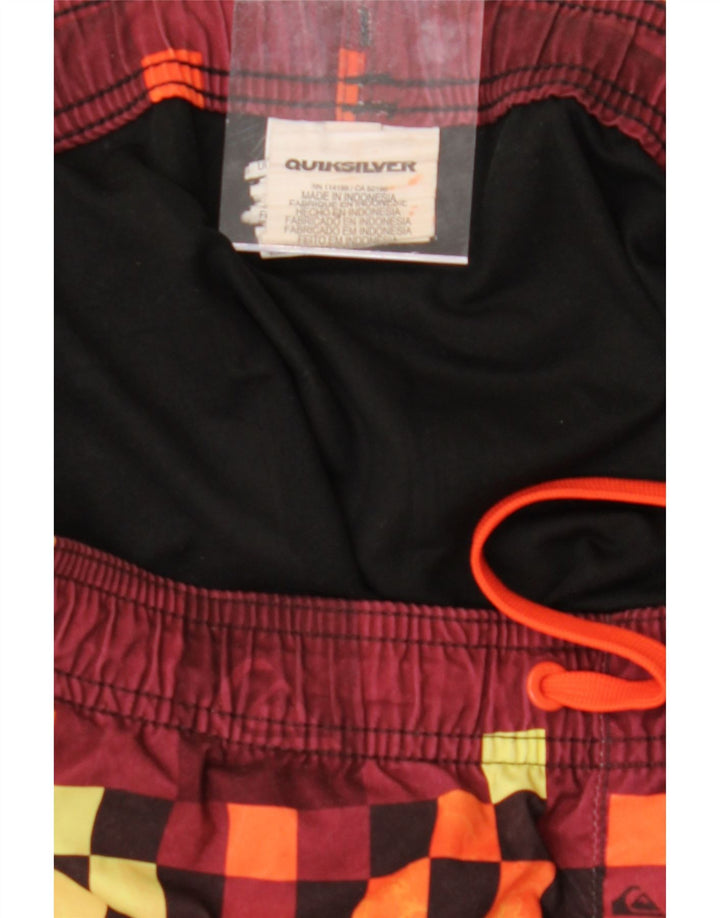 QUIKSILVER Mens Swimming Shorts Small  Burgundy Geometric Polyester Vintage Quiksilver and Second-Hand Quiksilver from Messina Hembry 
