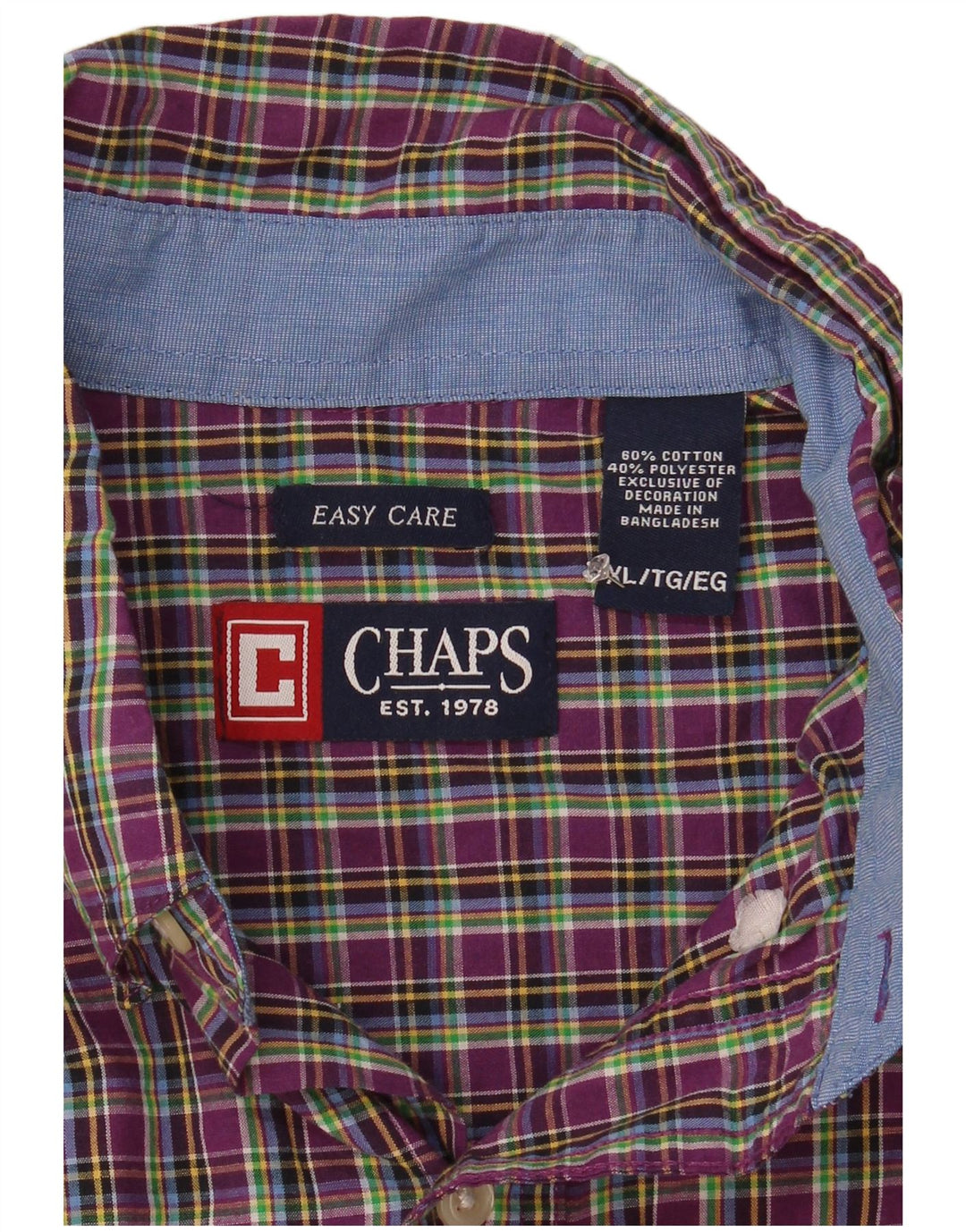 Мужская рубашка Chaps Easy Care XL, фиолетовая клетка в клетку, хлопок