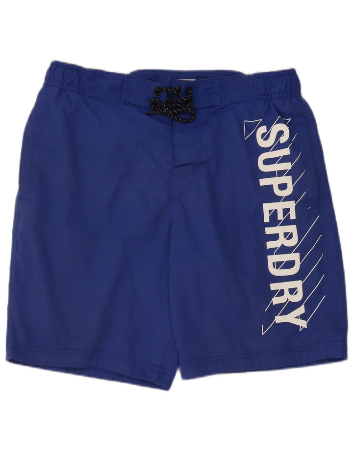 SUPERDRY Мужские шорты для плавания с рисунком, большие синие, полиэстер