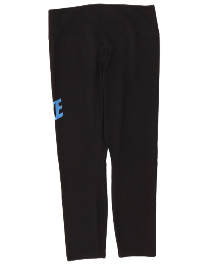 Женские леггинсы-капри с графическим рисунком Nike Dri Fit UK 12, средний черный полиэстер