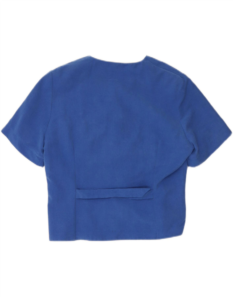JOHN BENTLEY Womens Short Sleeve Shirt Blouse UK 12 Medium Blue Polyester Vintage John Bentley and Second-Hand John Bentley from Messina Hembry 