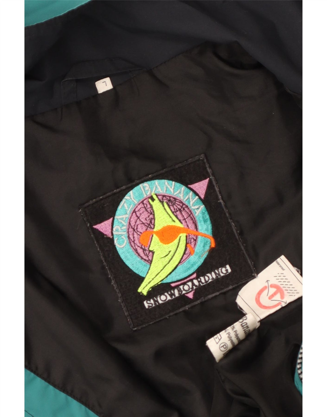 ВИНТАЖНАЯ Мужская ветровка с графическим рисунком UK 40, большая зеленая с цветными блоками