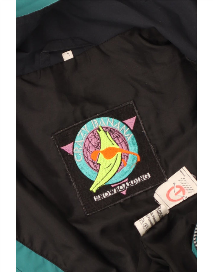 ВИНТАЖНАЯ Мужская ветровка с графическим рисунком UK 40, большая зеленая с цветными блоками