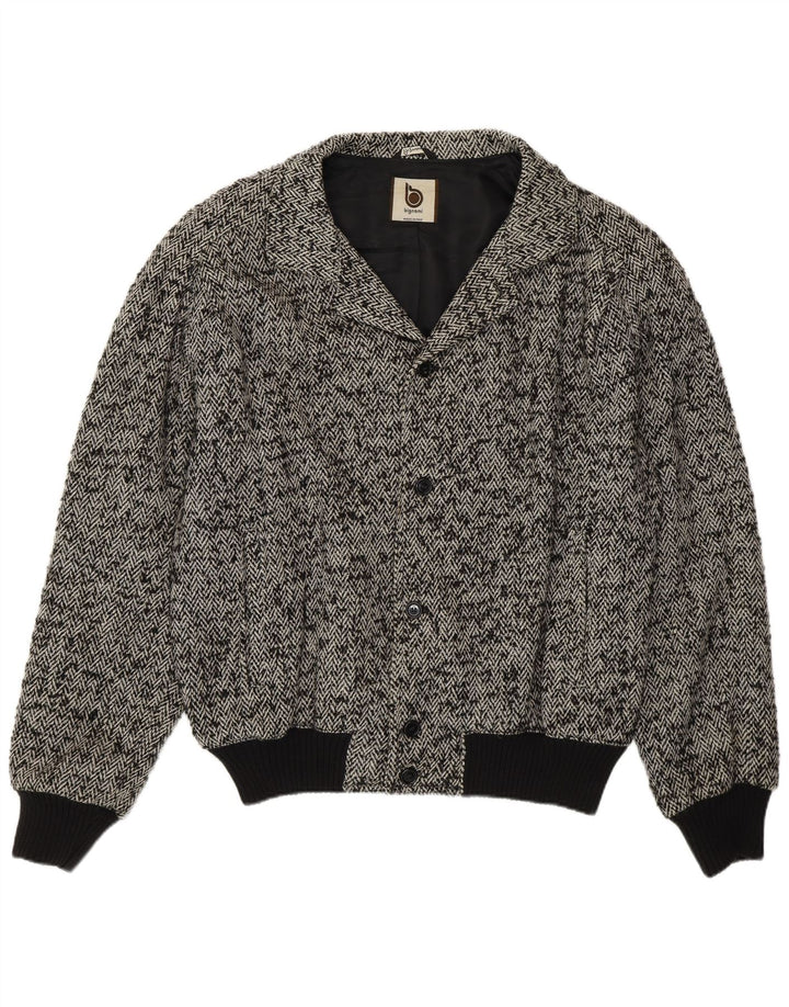 Мужская куртка-бомбер Bignami UK 42 XL серая шерстяная с узором "елочка"