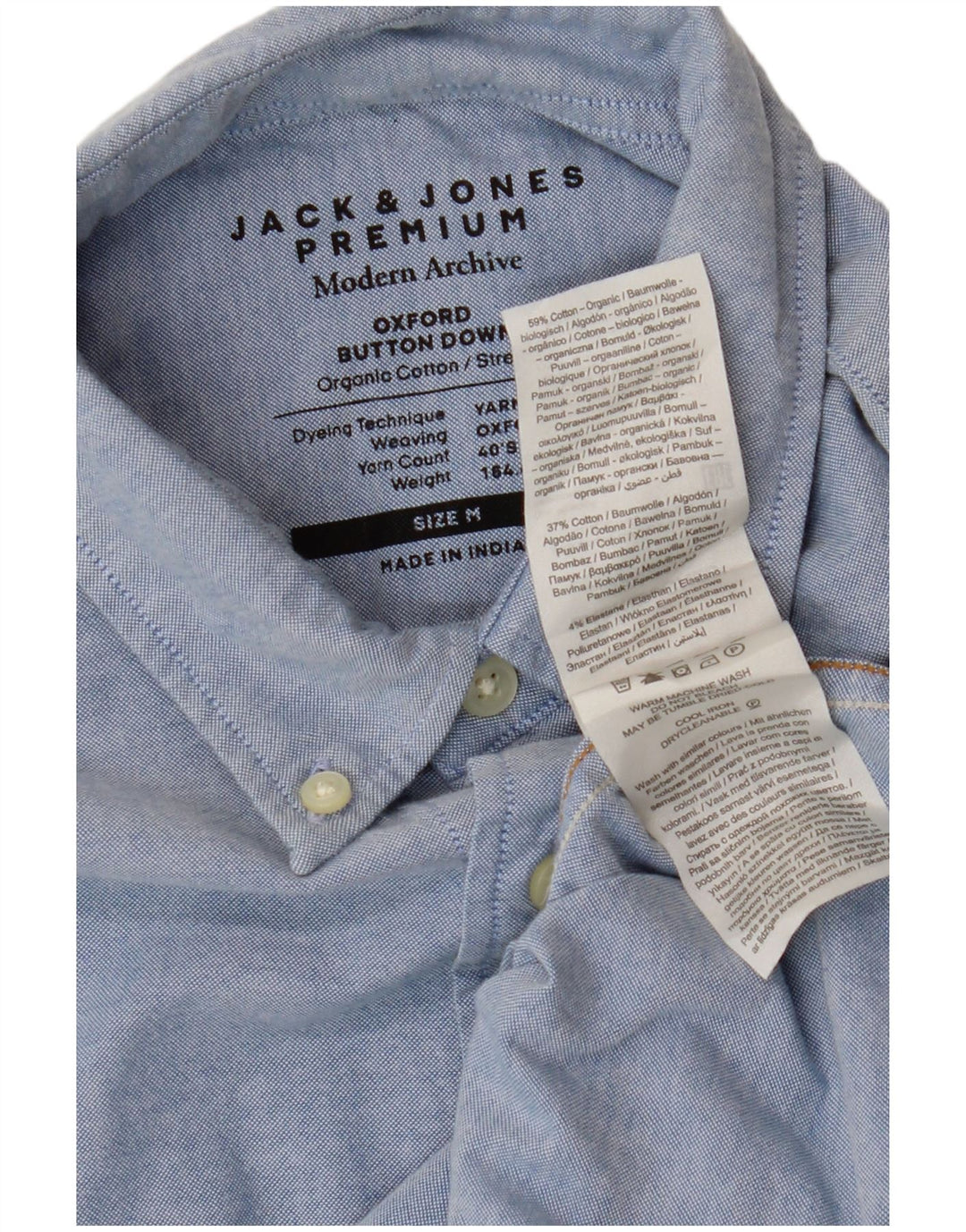 Мужская рубашка Jack & Jones из хлопка среднего синего цвета