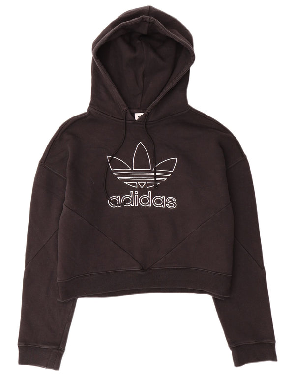 Женский джемпер с капюшоном ADIDAS большого размера UK 10, маленький, черный, хлопок