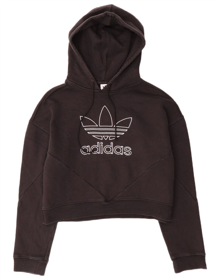 Женский джемпер с капюшоном ADIDAS большого размера UK 10, маленький, черный, хлопок