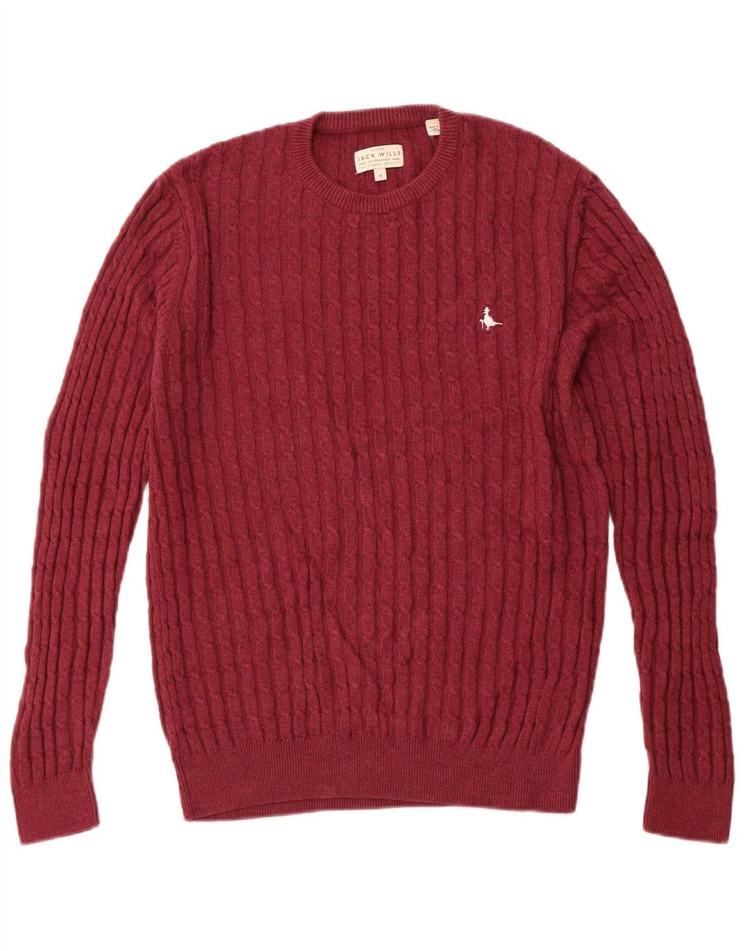 Мужской джемпер с круглым вырезом JACK WILLS, темно-бордовый хлопковый свитер среднего размера