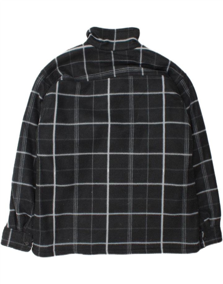 VINTAGE Mens Fleece Sherpa Jacket UK 42 XL Black Check Polyester Vintage Vintage and Second-Hand Vintage from Messina Hembry 