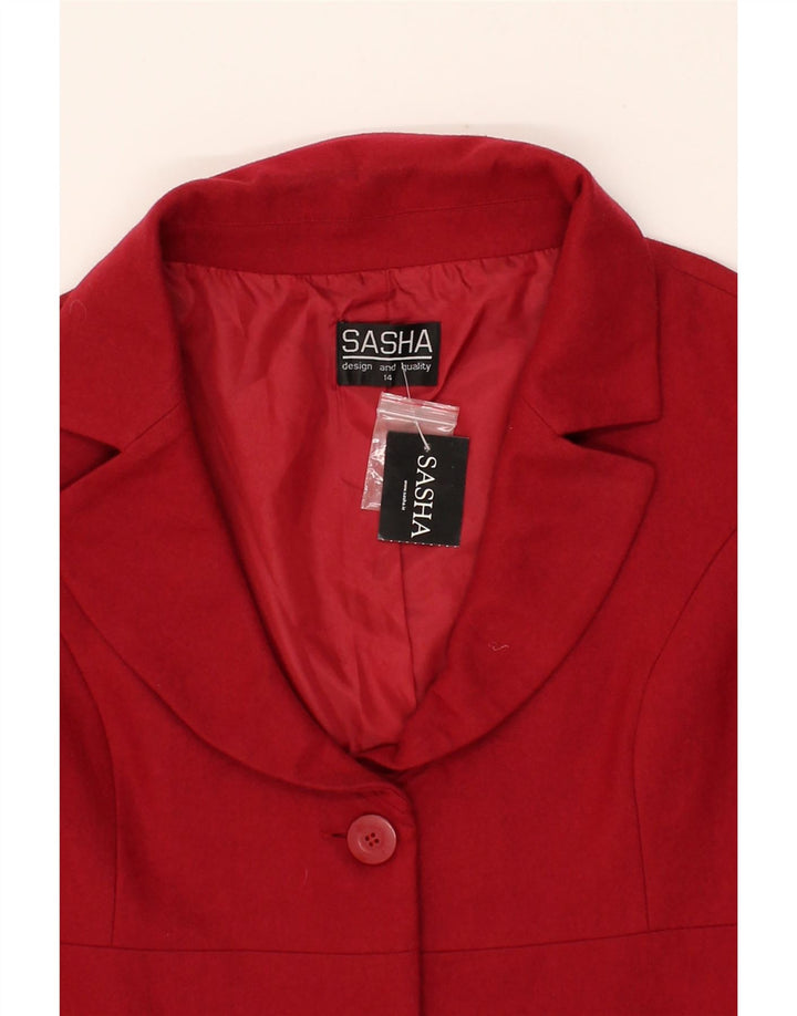 SASHA Womens Overcoat UK 14 Medium Red Wool Vintage Sasha and Second-Hand Sasha from Messina Hembry 