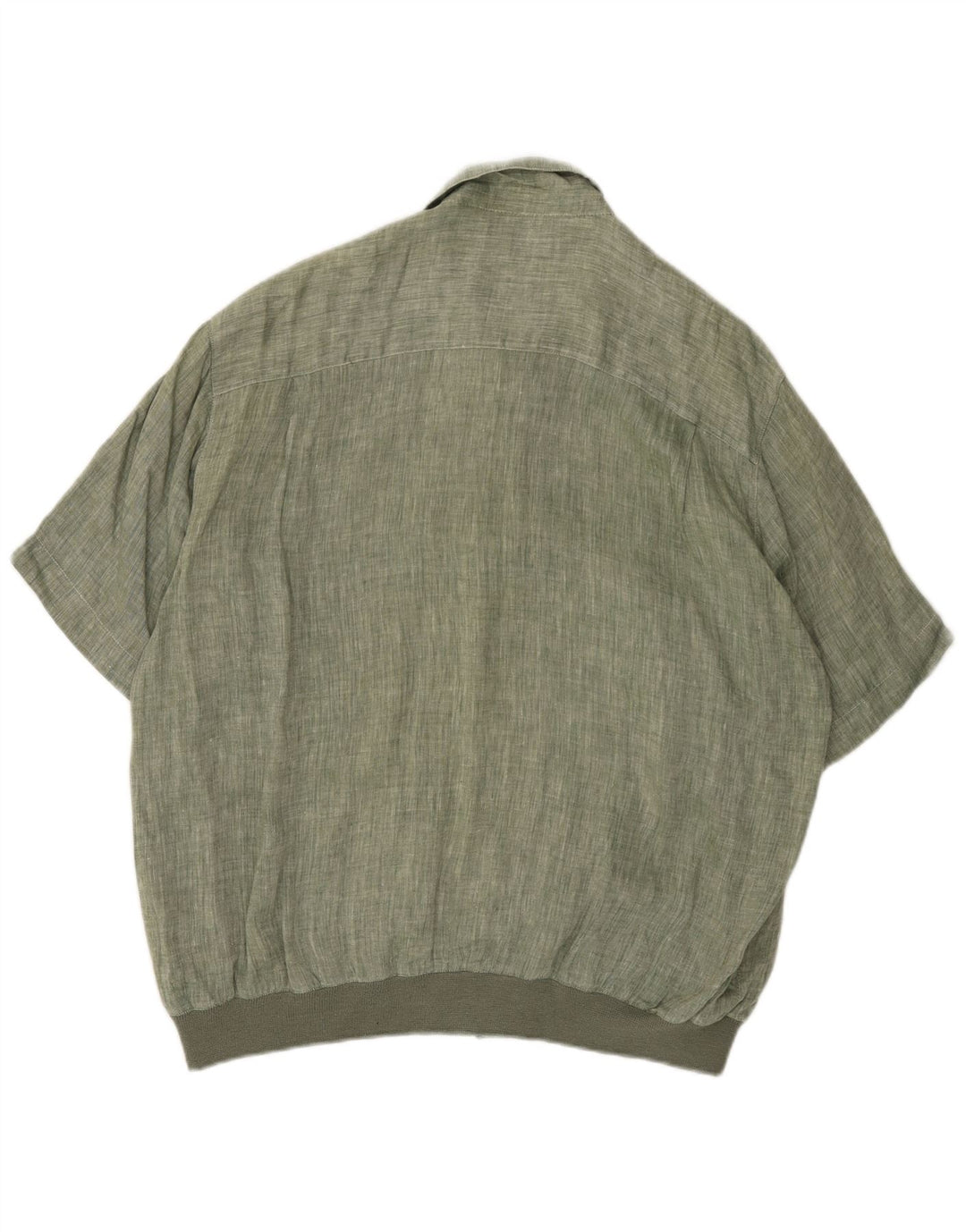 NAZZARENO G. Мужская рубашка с коротким рукавом XL, зеленая льняная ткань