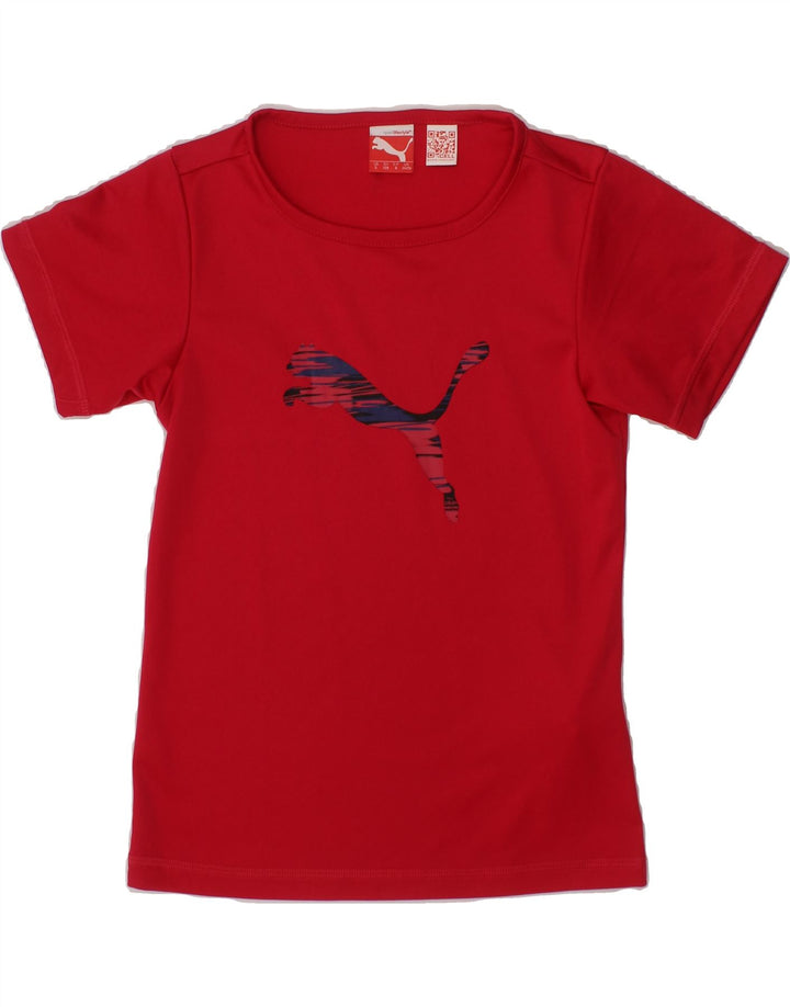 PUMA Girls Graphic T-Shirt Top 7-8 Years Small Pink Polyester Vintage Puma and Second-Hand Puma from Messina Hembry 