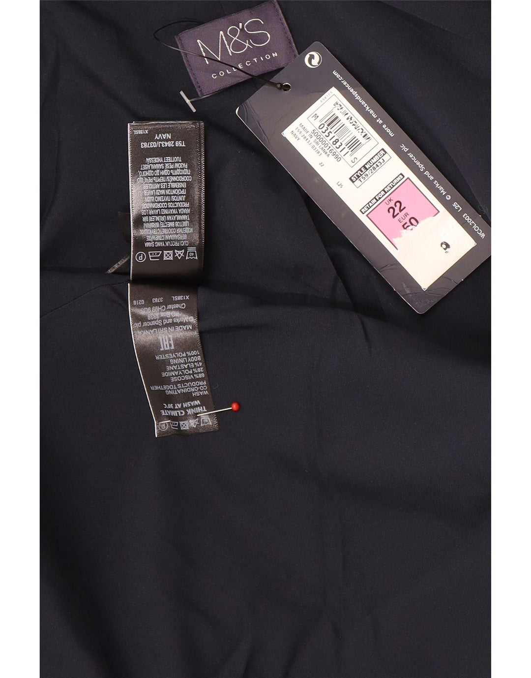 Женский пиджак на 2 пуговицах Marks & Spencer UK 22 3XL Темно-синий из вискозы
