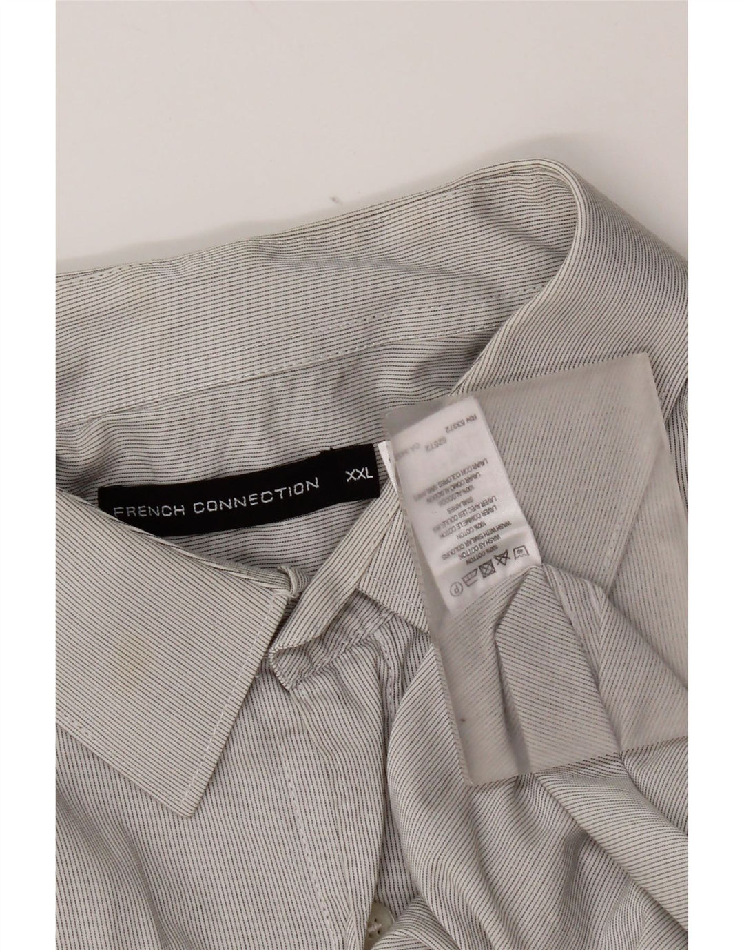 Мужская рубашка French Connection 2XL, серая, хлопковая в тонкую полоску