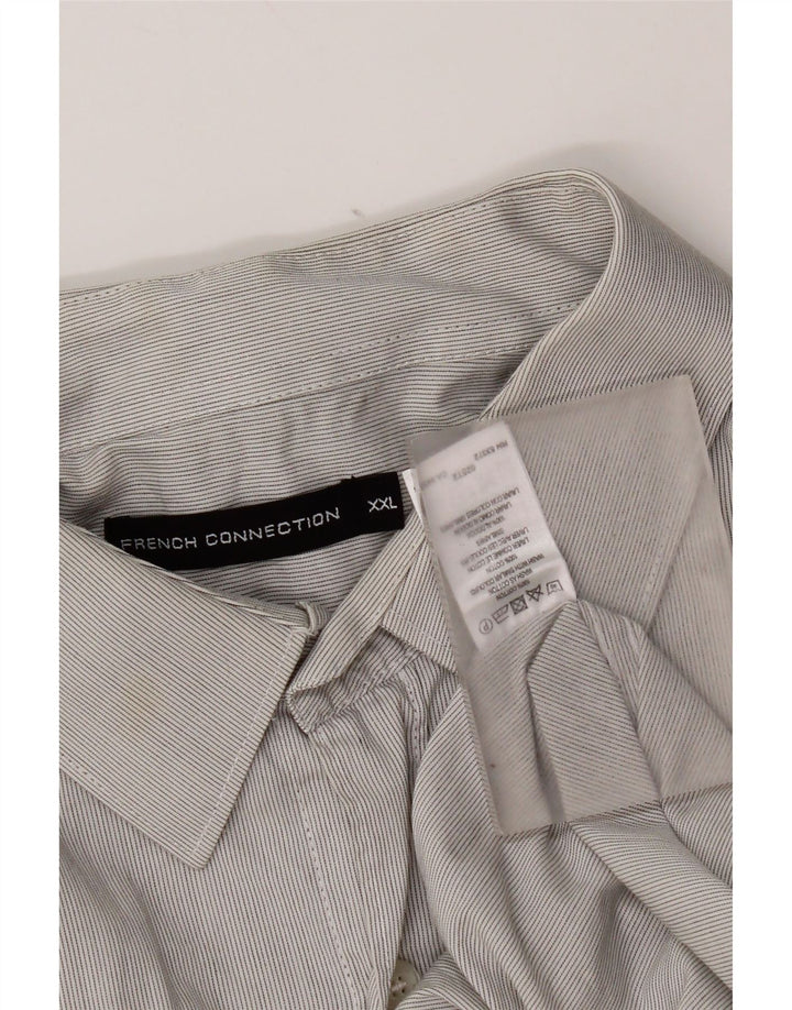 Мужская рубашка French Connection 2XL, серая, хлопковая в тонкую полоску