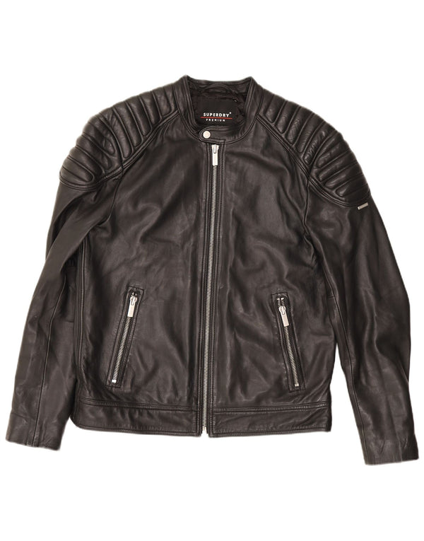Мужская кожаная косуха Superdry UK 42 XL, черная
