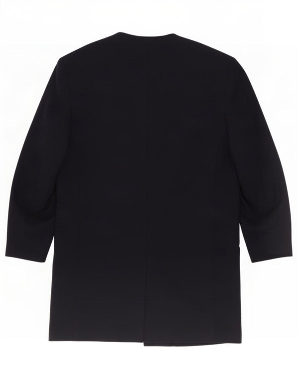 Marella Womens Longline Open Blazer Jacket UK 12 Medium Navy Blue New Wool