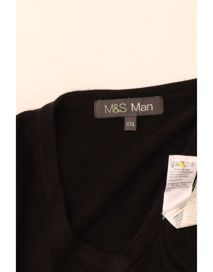 Мужской джемпер с v-образным вырезом Marks & Spencer 2XL, черный акрил