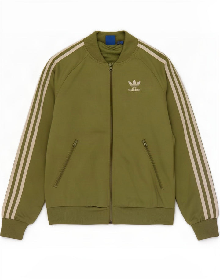 Женский спортивный костюм Adidas с графическим рисунком, верхняя куртка UK 8, маленький зеленый полиэстер