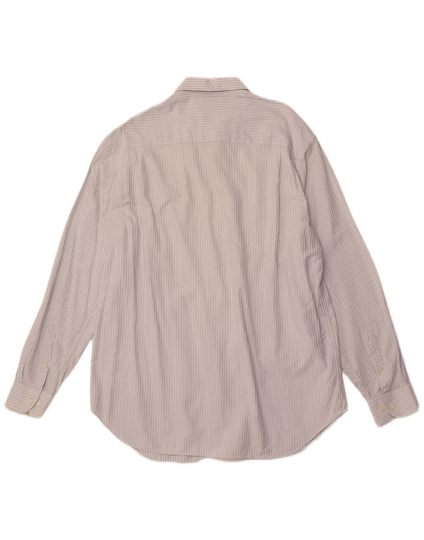 ARMANI COLLEZIONI Мужская рубашка размер 44 17 1/2 XL из хлопка в синюю полоску