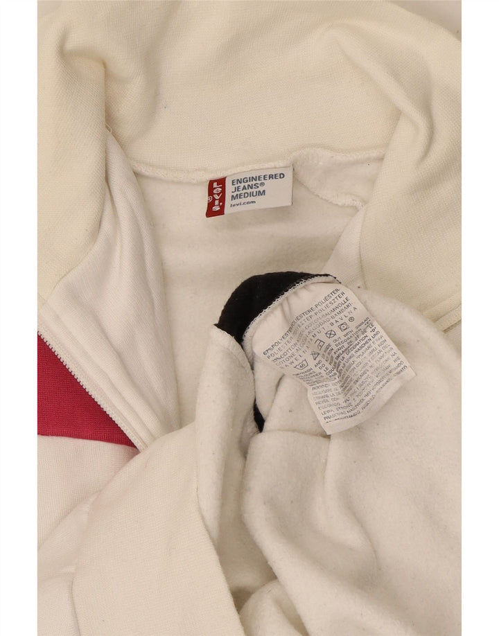 Женский свитер LEVI'S с воротником на молнии, Великобритания 14, средний белый, цветных блоков