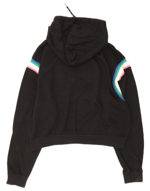 Женский укороченный джемпер с капюшоном с графическим рисунком Nike UK 10, маленький черный с цветными блоками