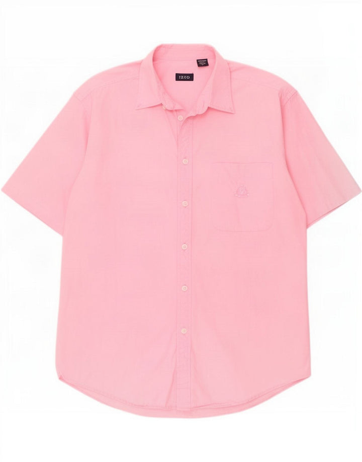 Izod Мужская рубашка с коротким рукавом, средний розовый