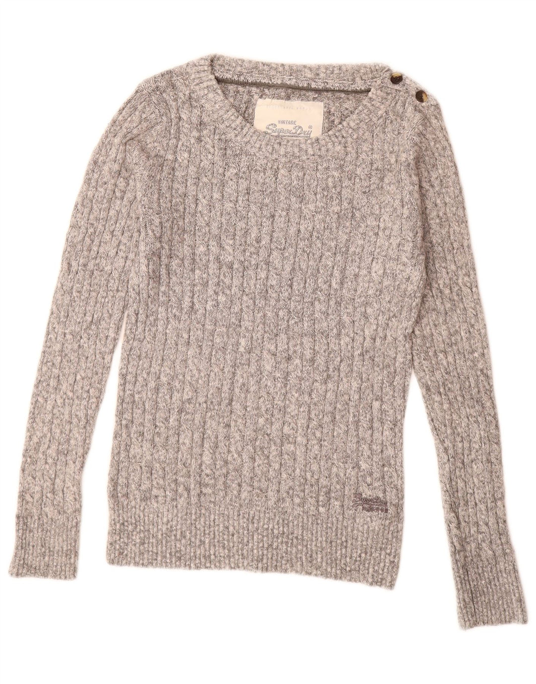 Женский джемпер с вырезом «лодочка» SUPERDRY, Великобритания, 14, большой серый хлопок с крапинками