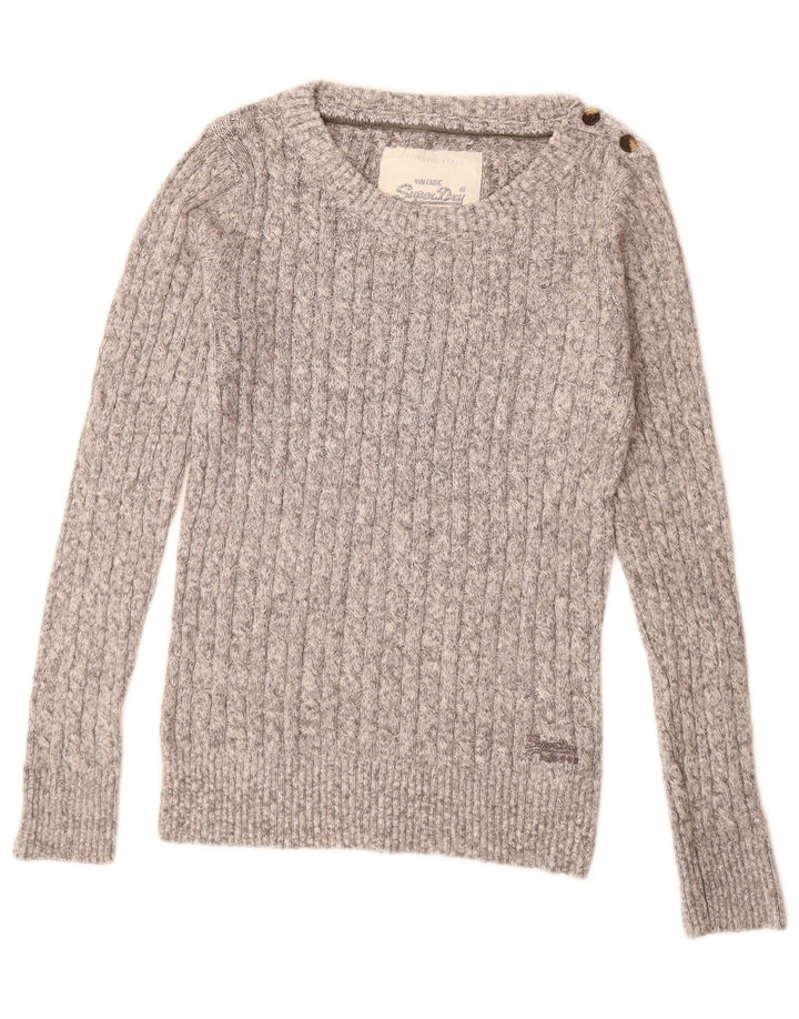 Женский джемпер с вырезом «лодочка» SUPERDRY, Великобритания, 14, большой серый хлопок с крапинками