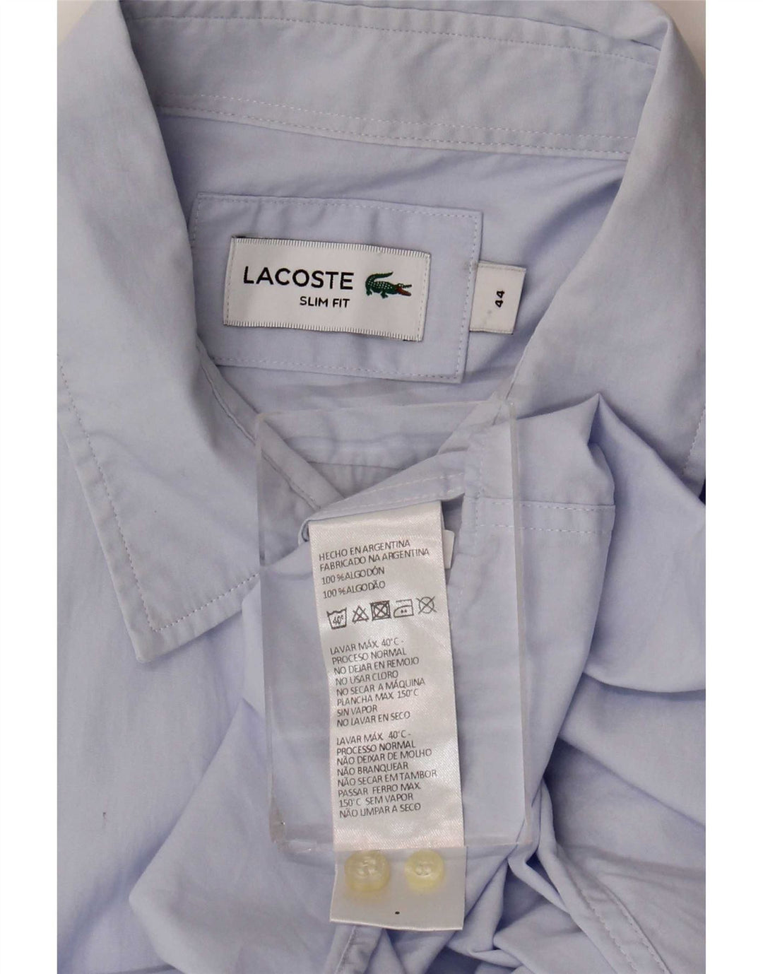 Мужская рубашка приталенного кроя Lacoste, размер 44 XL, синяя, хлопок
