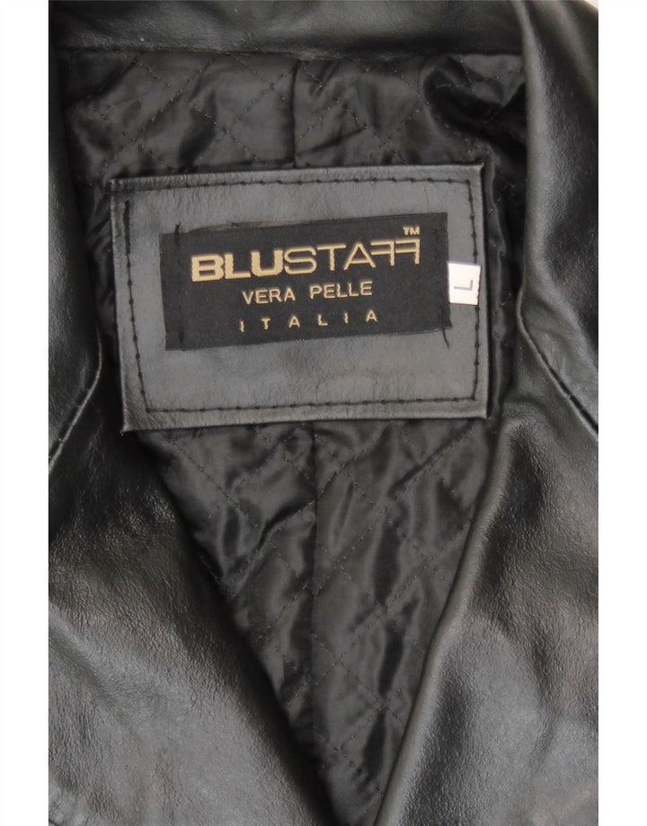 Мужское кожаное пальто Blustaff UK 40, большое черное кожаное