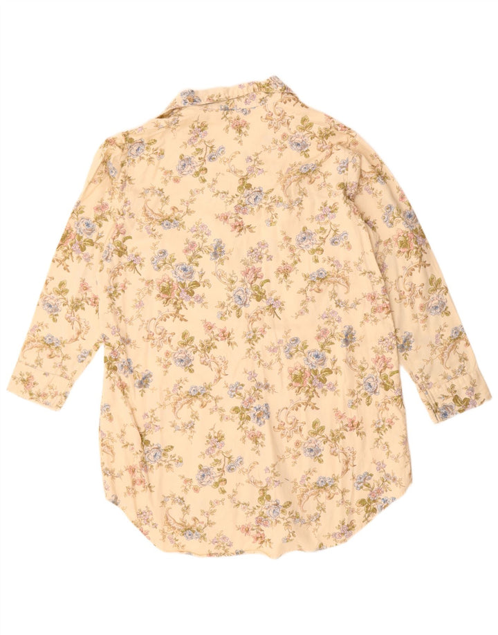 CHAPS Womens Oversized Longline Shirt Blouse UK 14 Medium Beige Floral