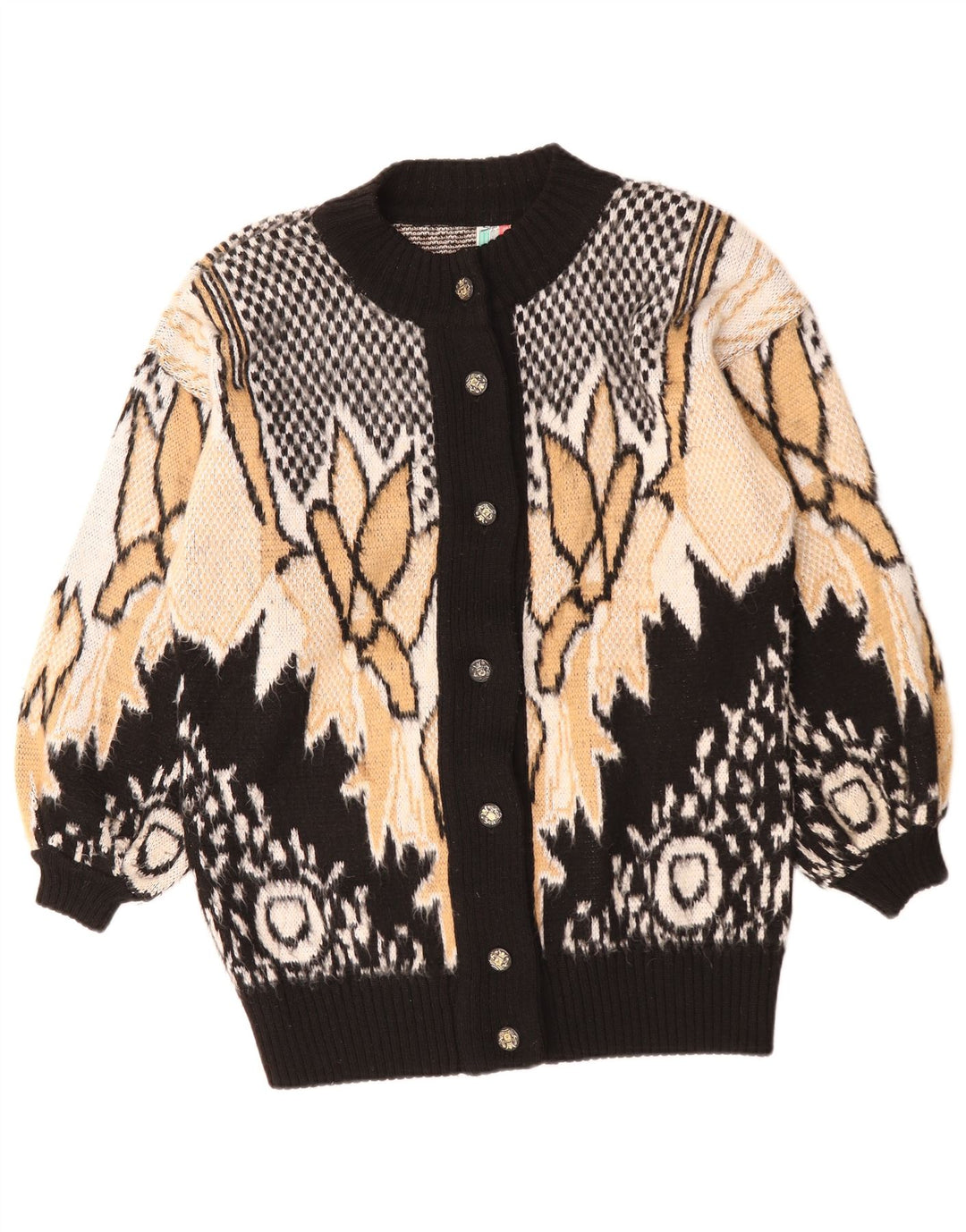 Винтажный женский кардиган-свитер UK 20 2XL с разноцветным цветочным принтом